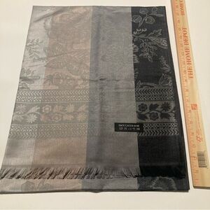 Luxury Scarf 100% Cashmere Floral Scarf Thin Short Fringe Quiet Luxury 72x28